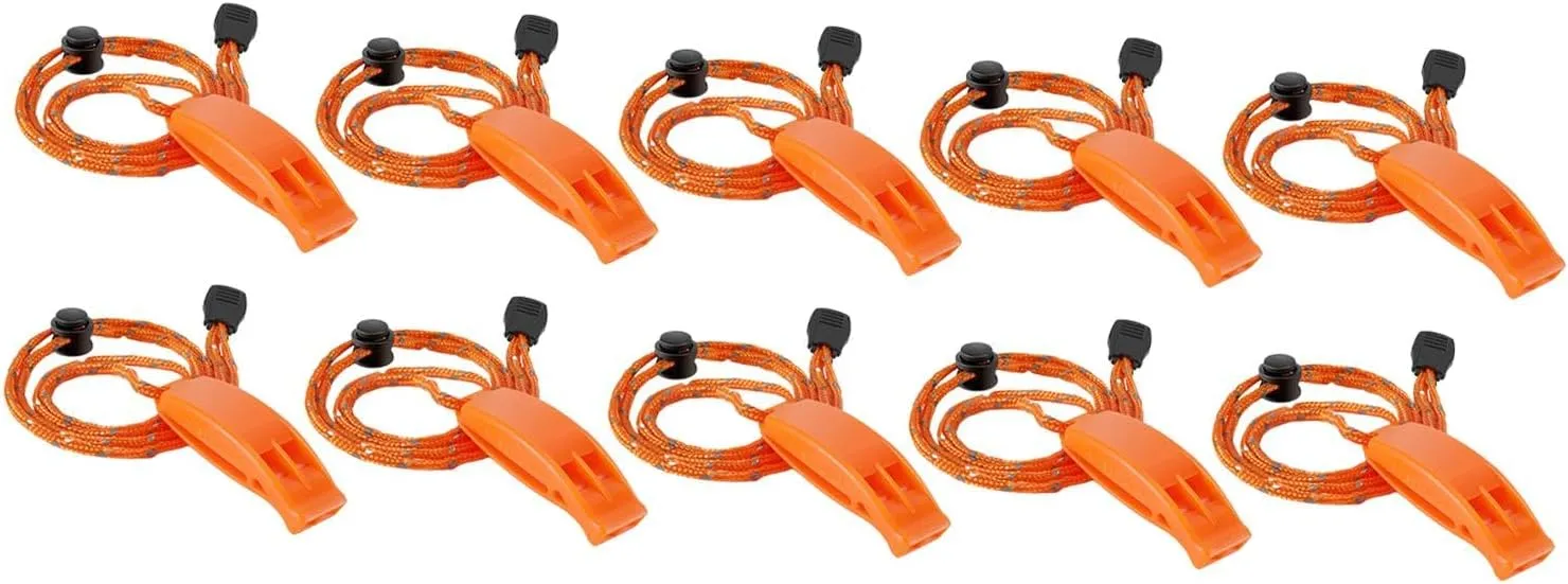 10 Pieces Emergency Whistle Security Whistle Practical Clip with Lanyard Outdoor for Hunting Signaling Kayak