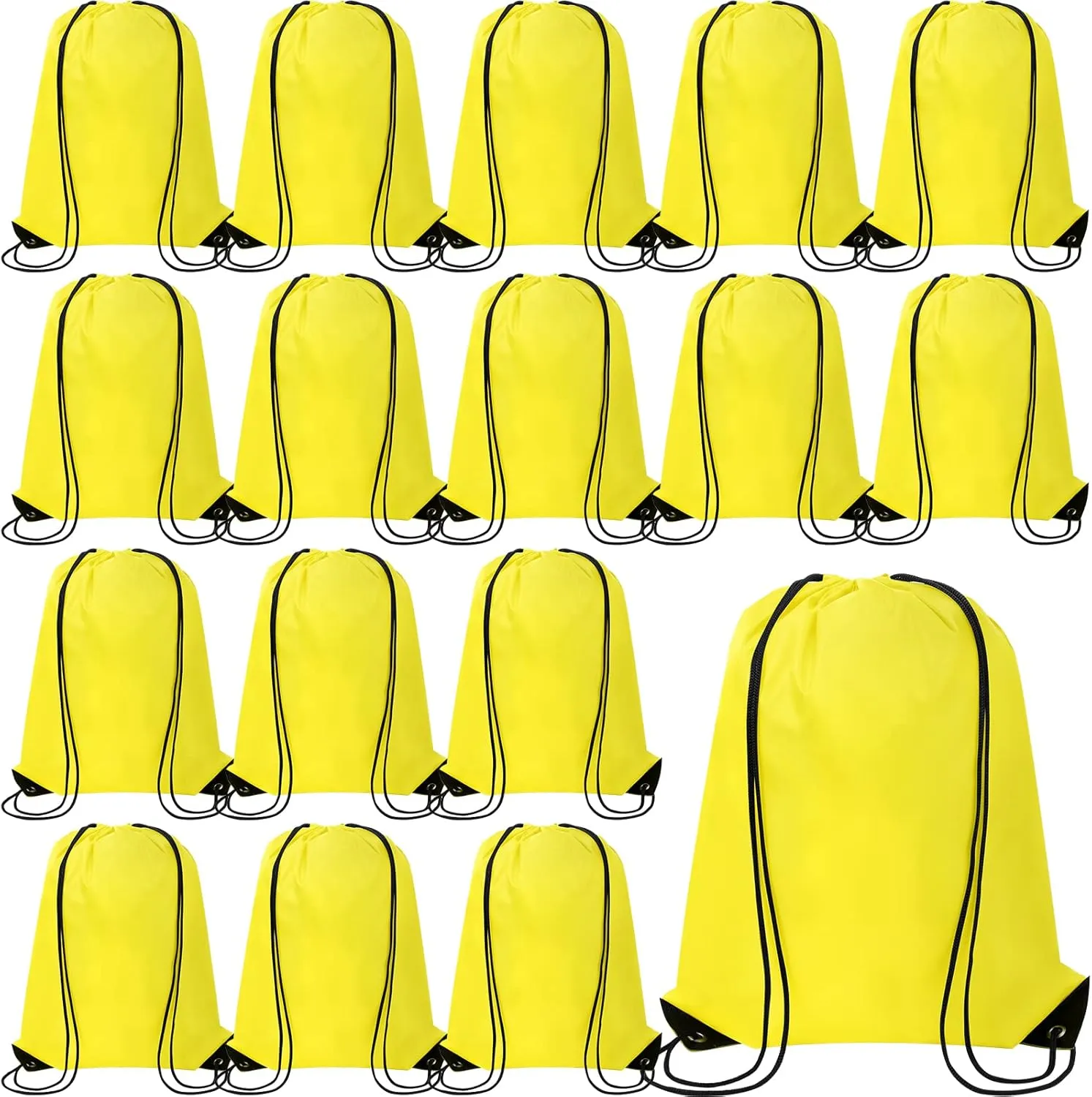 100 Pieces Drawstring Backpack Bags Bulk Back Sack String Bags Cinch Storage Bags for Gym School Travel DIY Gifts (Yellow)
