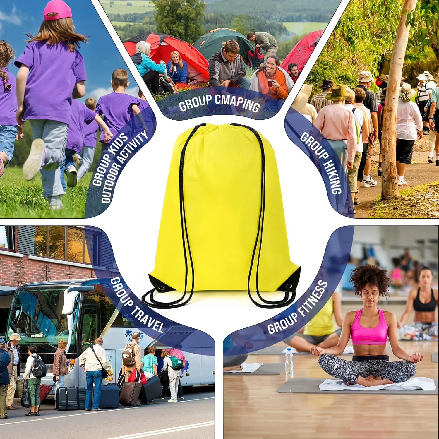 100 Pieces Drawstring Backpack Bags Bulk Back Sack String Bags Cinch Storage Bags for Gym School Travel DIY Gifts (Yellow)
