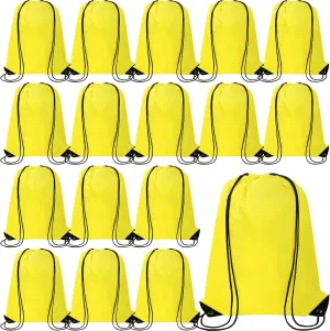 100 Pieces Drawstring Backpack Bags Bulk Back Sack String Bags Cinch Storage Bags for Gym School Travel DIY Gifts (Yellow)