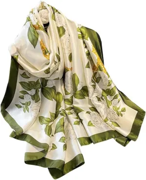 100% Silk Feeling Scarf - Women's Long Satin Designer Scarf - Lightweight Wraps