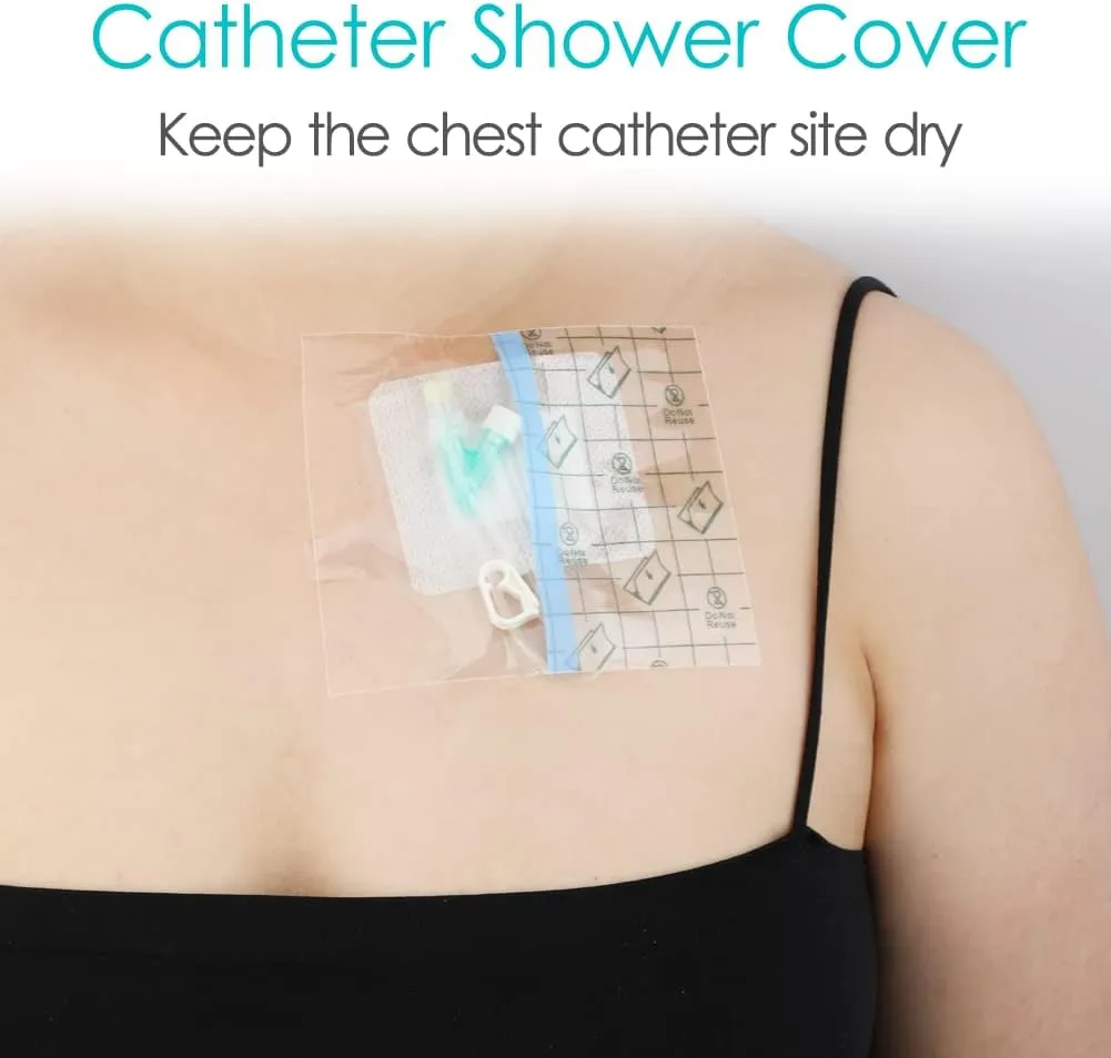 100Pcs Waterproof Shower Protector Bandage 4"x4.7" for Chest Chemo Port Dialysis Catheter Shower Cover Hemodialysis Surgery Incisions Guard Bath Patch Transparent Film Clear Adhesive Wounds Dressing