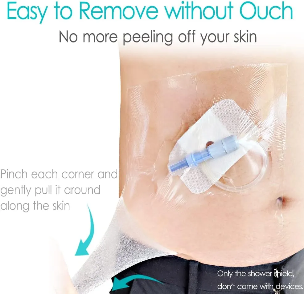 100Pcs Waterproof Shower Protector Bandage 4"x4.7" for Chest Chemo Port Dialysis Catheter Shower Cover Hemodialysis Surgery Incisions Guard Bath Patch Transparent Film Clear Adhesive Wounds Dressing