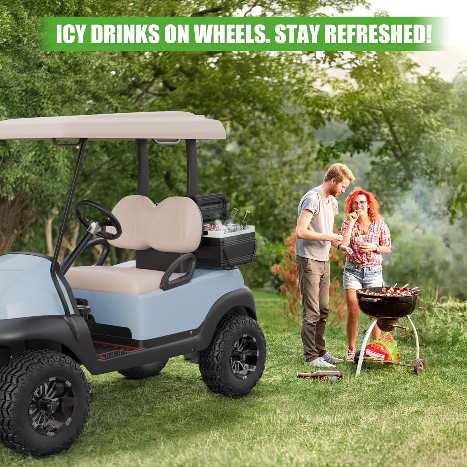 10L0L Golf Cart Ice Cooler Universal Insulated Portable Cooler Lightweight Ice Chest Box with Mounting Bracket Kit for Yamaha,EZGO,Club Car