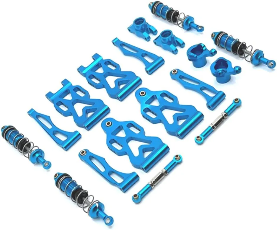 1/16 Metal Upgrade Parts Kit Front and Rear Arm Shock Absorber Aluminium Replacement Accessories for SCY 16101 16102 16106 16201 JJRC Q130A Q130B Q141 Q117 1/16 RC Car (Blue,8 Set)