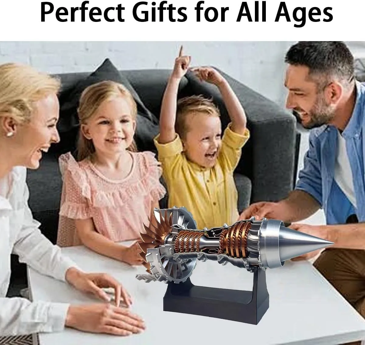 1/25 Simulation Aircraft Turbojet Engine Rotatable Model, Adjustable Speed Tr900 Turbofan Jet Engine Model Kit with Light, 28cm Mechanical Science Aero Metal Education Assembling Toy for Hobbyists