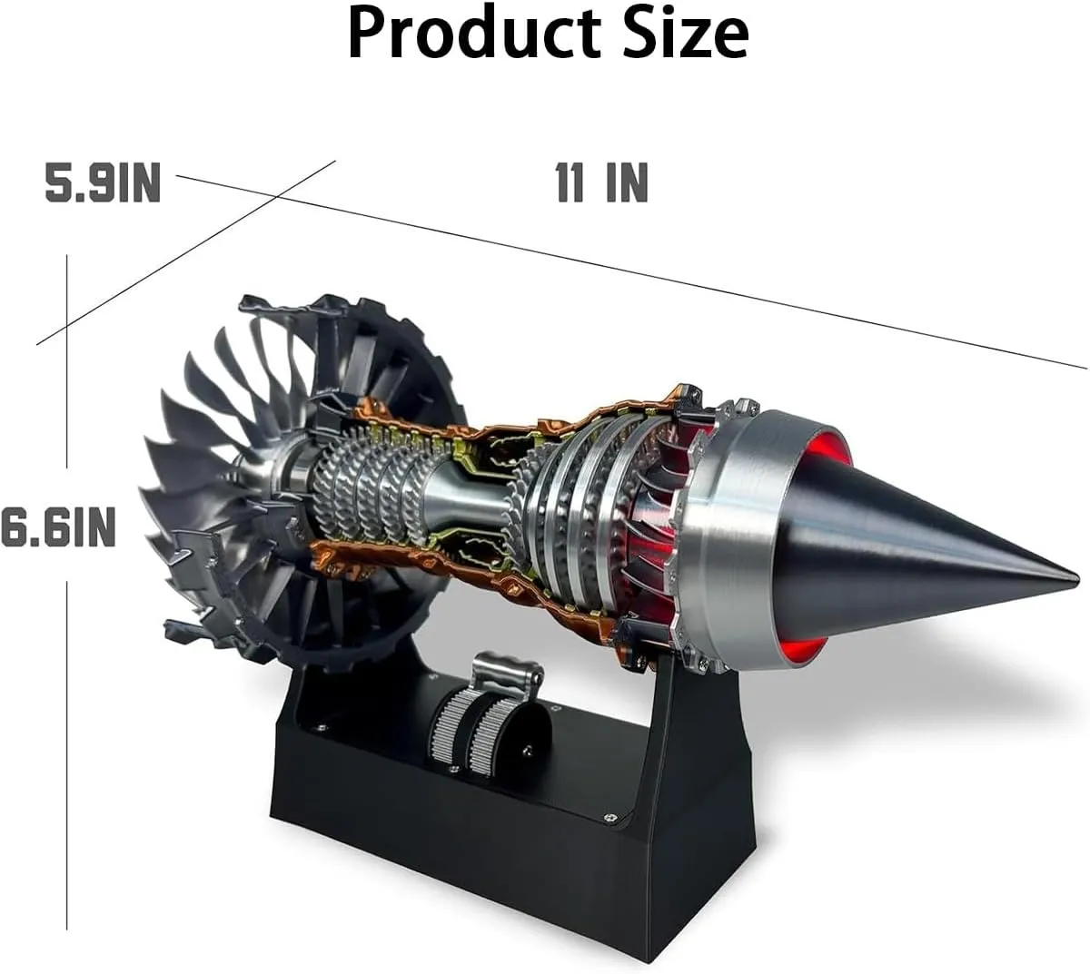 1/25 Simulation Aircraft Turbojet Engine Rotatable Model, Adjustable Speed Tr900 Turbofan Jet Engine Model Kit with Light, 28cm Mechanical Science Aero Metal Education Assembling Toy for Hobbyists