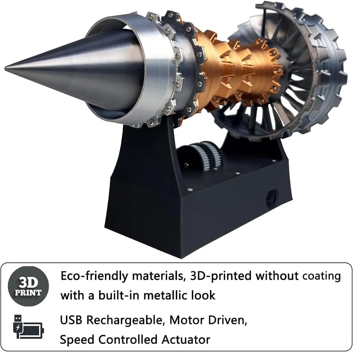 1/25 Simulation Aircraft Turbojet Engine Rotatable Model, Adjustable Speed Tr900 Turbofan Jet Engine Model Kit with Light, 28cm Mechanical Science Aero Metal Education Assembling Toy for Hobbyists