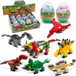 12pcs Dinosaur Eggs with Dinosaurs Building Blocks, Egg Surprise Toys for Easter Basket Stuffers,Kids Activities Toy - Toys for 3  Year Olds Boys Girls