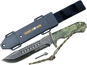 12" Hunting Tactical Survival Knife with Fire Starter and ABS Sheath