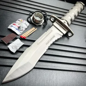 12" Tactical Camping Hunting Rambo Fixed Blade Knife Chrome Bowie   Survival KIT