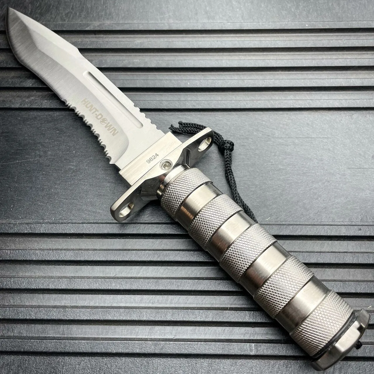 12" Tactical Camping Hunting Rambo Fixed Blade Knife Chrome Bowie   Survival KIT