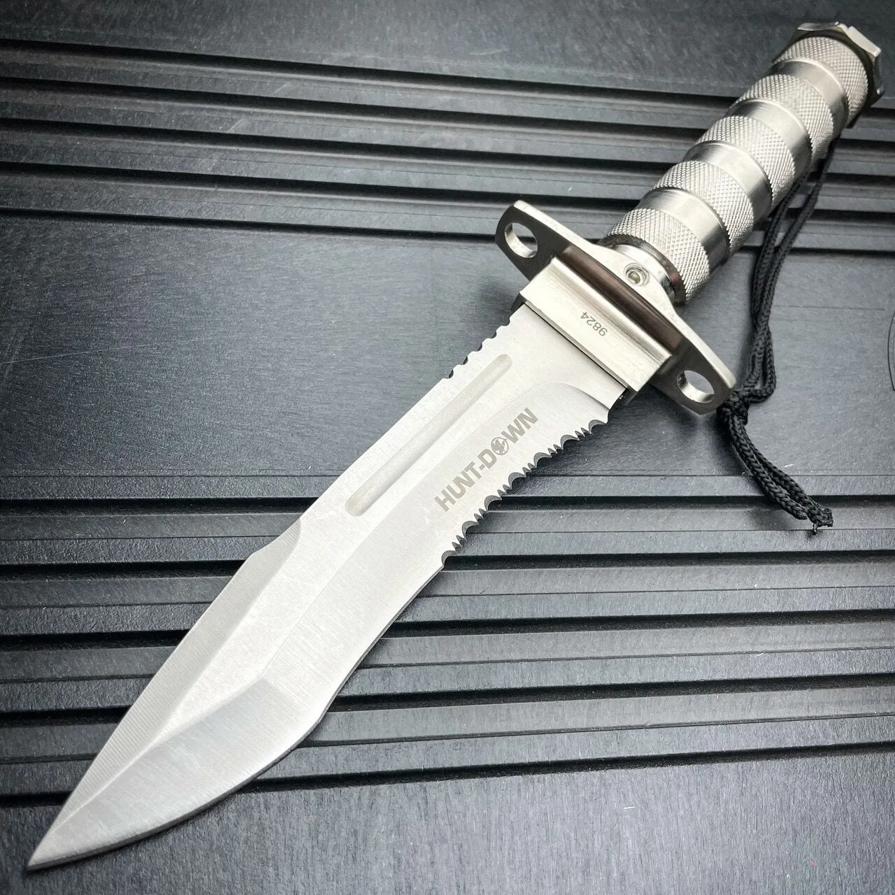 12" Tactical Camping Hunting Rambo Fixed Blade Knife Chrome Bowie   Survival KIT