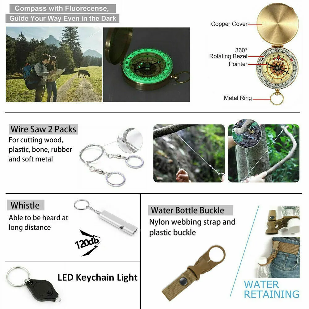 14-in-1 Outdoor Survival Kit for Camping & Hiking