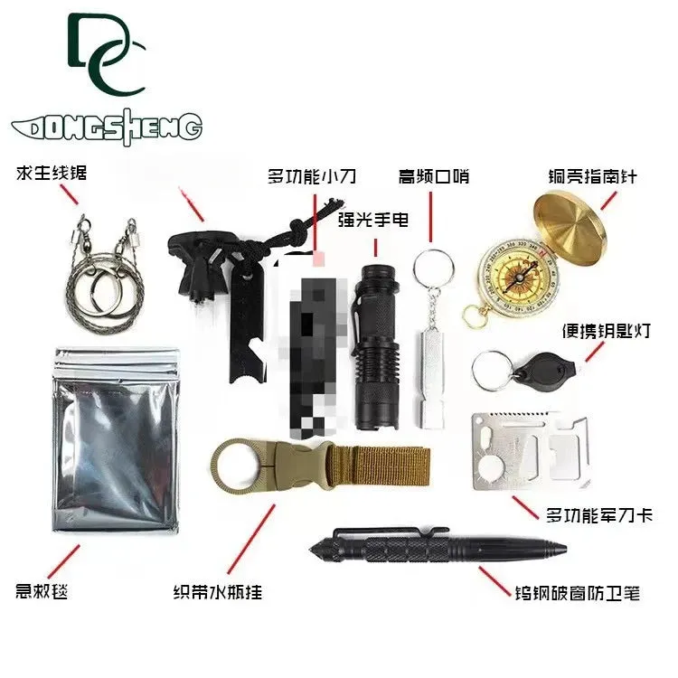 17 in 1 outdoor adventure survival tactical kit