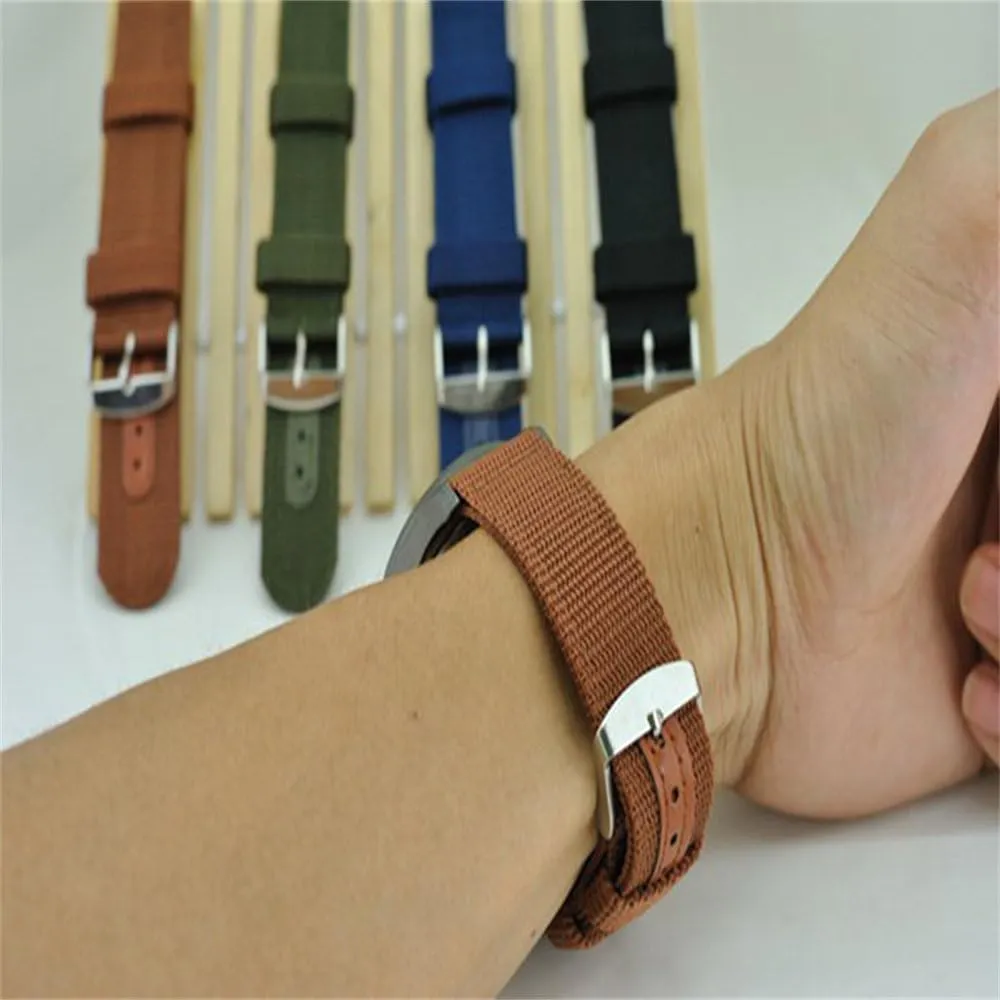 18mm 20mm 22mm 24mm Elastic Nylon leather Watch Band Replacement Fabric Bracelet Wrist Band Accessories Sport Watch Strap