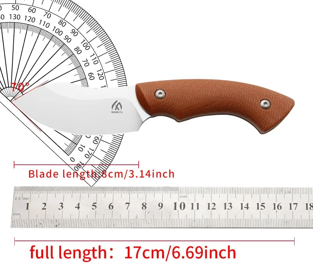 1PC 14C28N steel outdoor knife, fixed blade, can be used for outdoor activities, hiking and trekking, and is a multifunctional tool suitable for various environments. Men's Gift (Green handle)