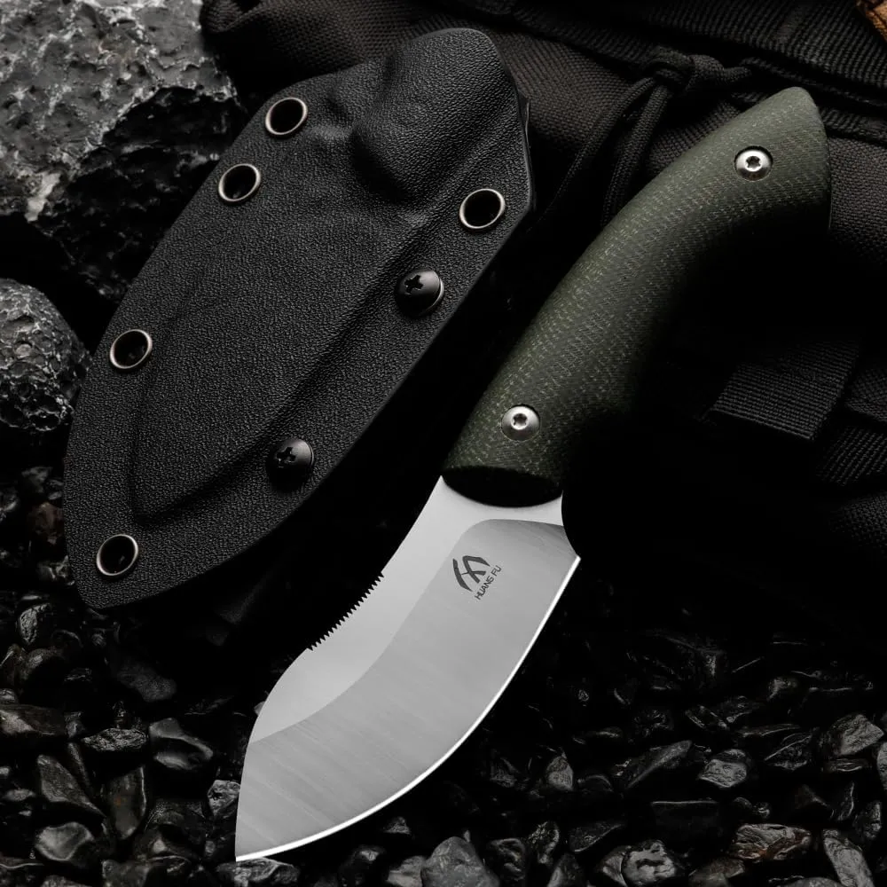 1PC 14C28N steel outdoor knife, fixed blade, can be used for outdoor activities, hiking and trekking, and is a multifunctional tool suitable for various environments. Men's Gift (Green handle)