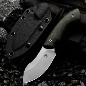 1PC 14C28N steel outdoor knife, fixed blade, can be used for outdoor activities, hiking and trekking, and is a multifunctional tool suitable for various environments. Men's Gift (Green handle)