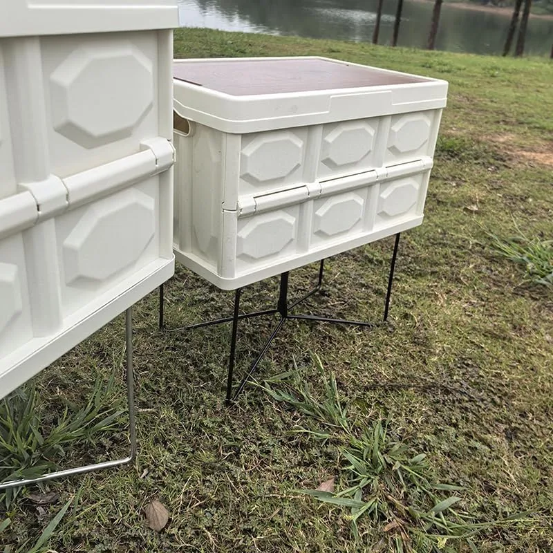 1Pc Foldable Cooling Stand Outdoor Camping Folding Lightweight Cooler Box Stand Ice Box Stand Shelf Iron Cool Box Container Holder Camping Supply for Hiking Cooking Fishing Picnic
