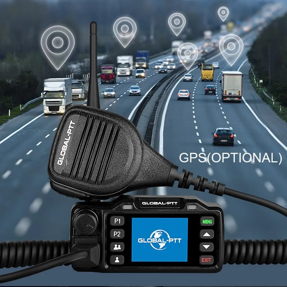 2-Pack Global PTT Push-to-Talk Over Cellular (PoC) Mobile Radios with Sim Cards for Car Vehicle - Nationwide Communication Unlimited Range Walkie Talkies with Handheld Microphone (with GPS)