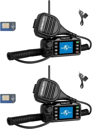 2-Pack Global PTT Push-to-Talk Over Cellular (PoC) Mobile Radios with Sim Cards for Car Vehicle - Nationwide Communication Unlimited Range Walkie Talkies with Handheld Microphone (with GPS)