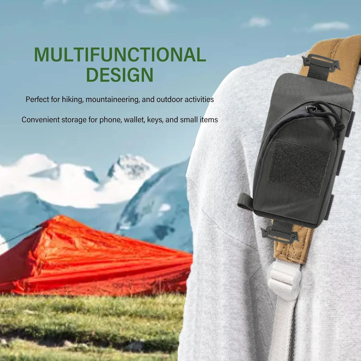 2 pcs Backpack Shoulder Strap Accessory Pouch, Shoulder Strap Pouch, Oxford Fabric Backpack Strap Bag Design, for Outdoor Sport Hiking (Black), Wholesale Business