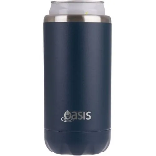 2 x Oasis Double Wall Vacuum Insulated Can Cooler Stainless Steel, 330ml - Navy