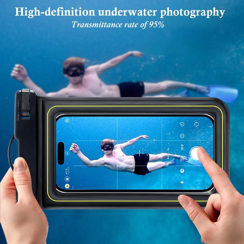 2 x Waterproof Floating Phone Pouch, Universal IPX8 Waterproof Case for iPhone Samsung Galaxy Series, 6.9" Dry Bag with Lanyard for Beach Pool Water Play Swimming