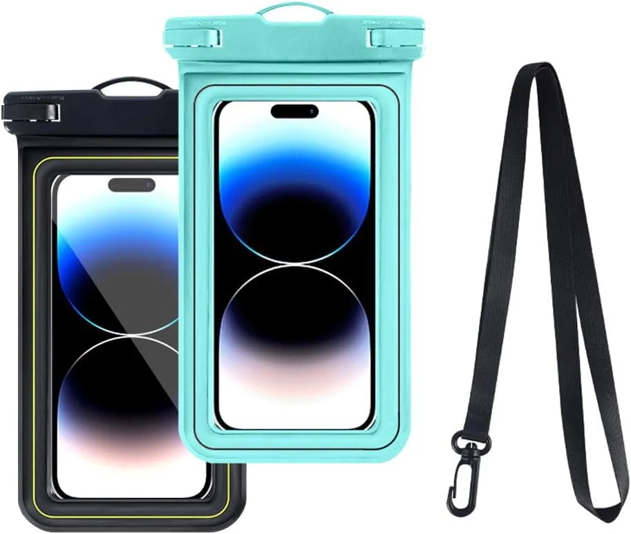 2 x Waterproof Floating Phone Pouch, Universal IPX8 Waterproof Case for iPhone Samsung Galaxy Series, 6.9" Dry Bag with Lanyard for Beach Pool Water Play Swimming