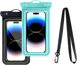 2 x Waterproof Floating Phone Pouch, Universal IPX8 Waterproof Case for iPhone Samsung Galaxy Series, 6.9" Dry Bag with Lanyard for Beach Pool Water Play Swimming