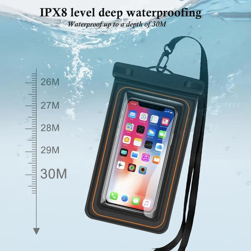 2 x Waterproof Floating Phone Pouch, Universal IPX8 Waterproof Case for iPhone Samsung Galaxy Series, 6.9" Dry Bag with Lanyard for Beach Pool Water Play Swimming
