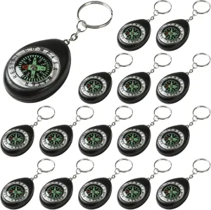 20 Miniature Compass Set, Compact Backpack Navigation Tools with Metal Rings, Ideal for Outdoor Activities (1.54 X 2.09 X 0.59 Inches)