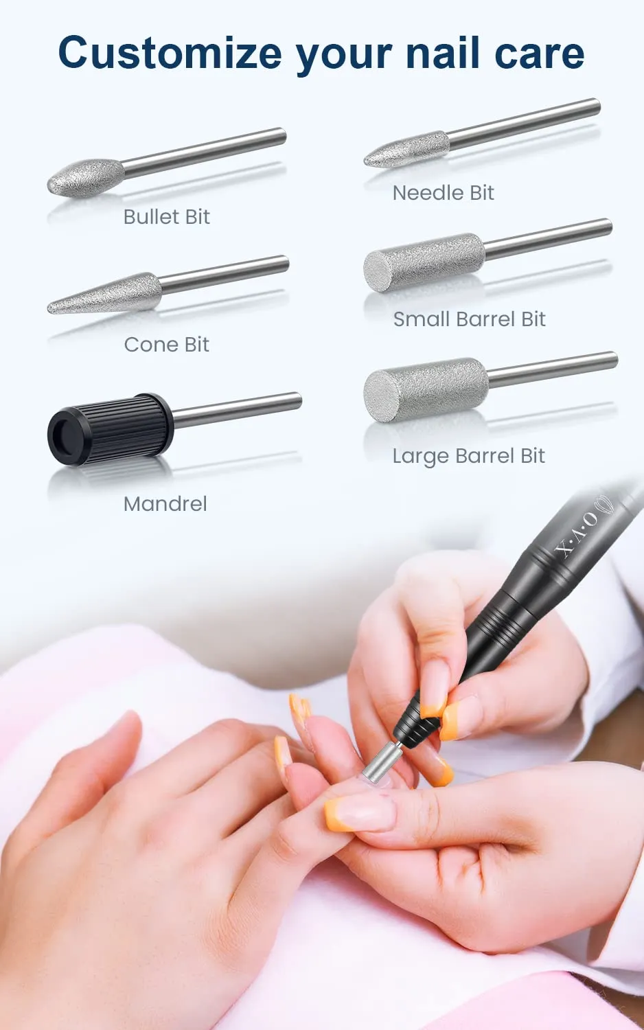 20000RPM USB PortaPortable Electric Nail Drill, Professional 20000 RPM USB Nail Drill Efile Kit for Acrylic Nails Manicure Pedicure Polishing with 6 PCS Nail Drill Bits, Sanding Bands and Brush, Black