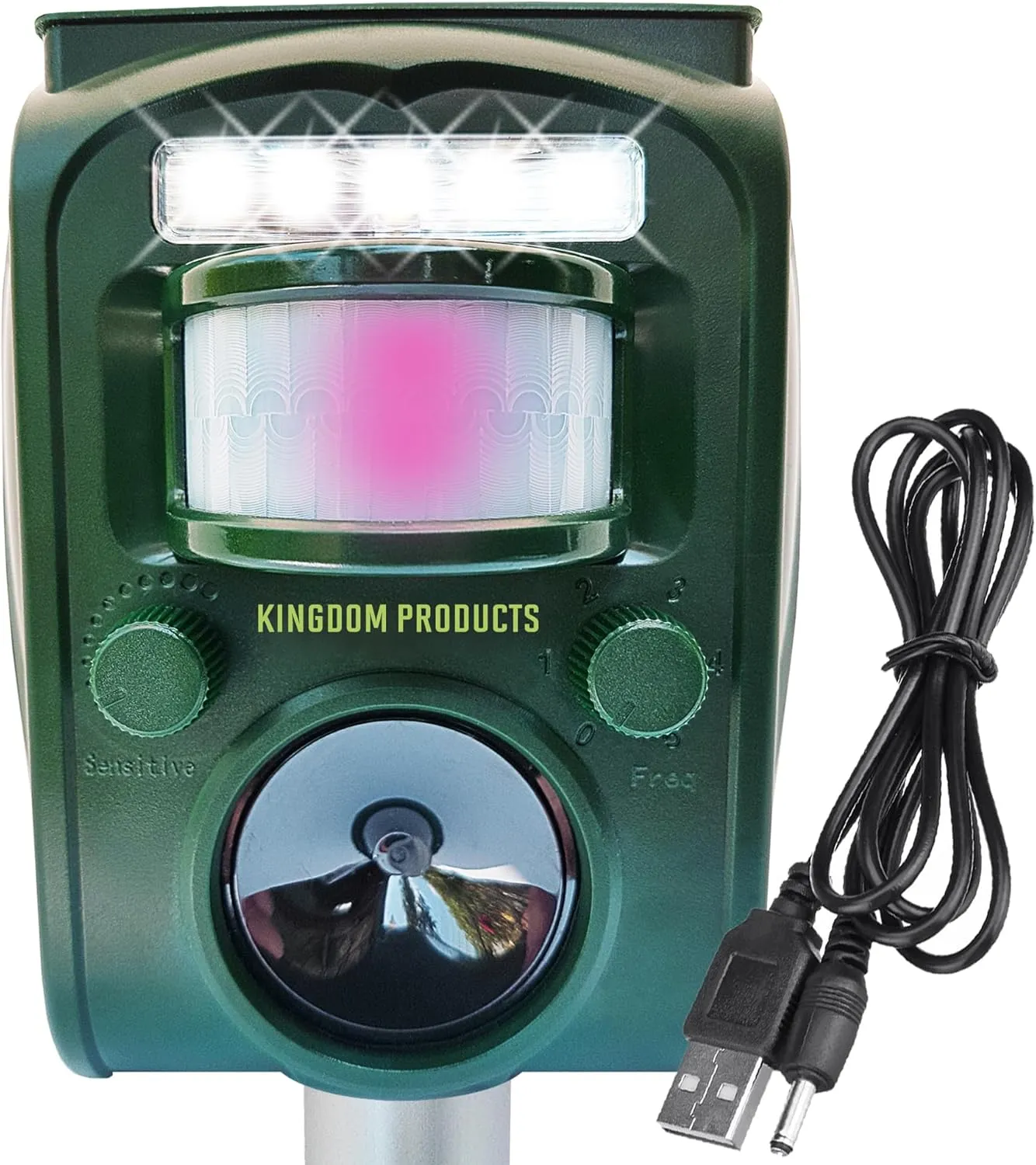 2025 Expanded Detection Range Solar Animal Repeller – Animal Repellent Outdoor Motion Activated by a Powerful Sensor, Wider Range of 110 Degrees, Stronger LED Lights, Alarm and Free USB Cable