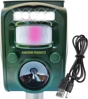 2025 Expanded Detection Range Solar Animal Repeller – Animal Repellent Outdoor Motion Activated by a Powerful Sensor, Wider Range of 110 Degrees, Stronger LED Lights, Alarm and Free USB Cable