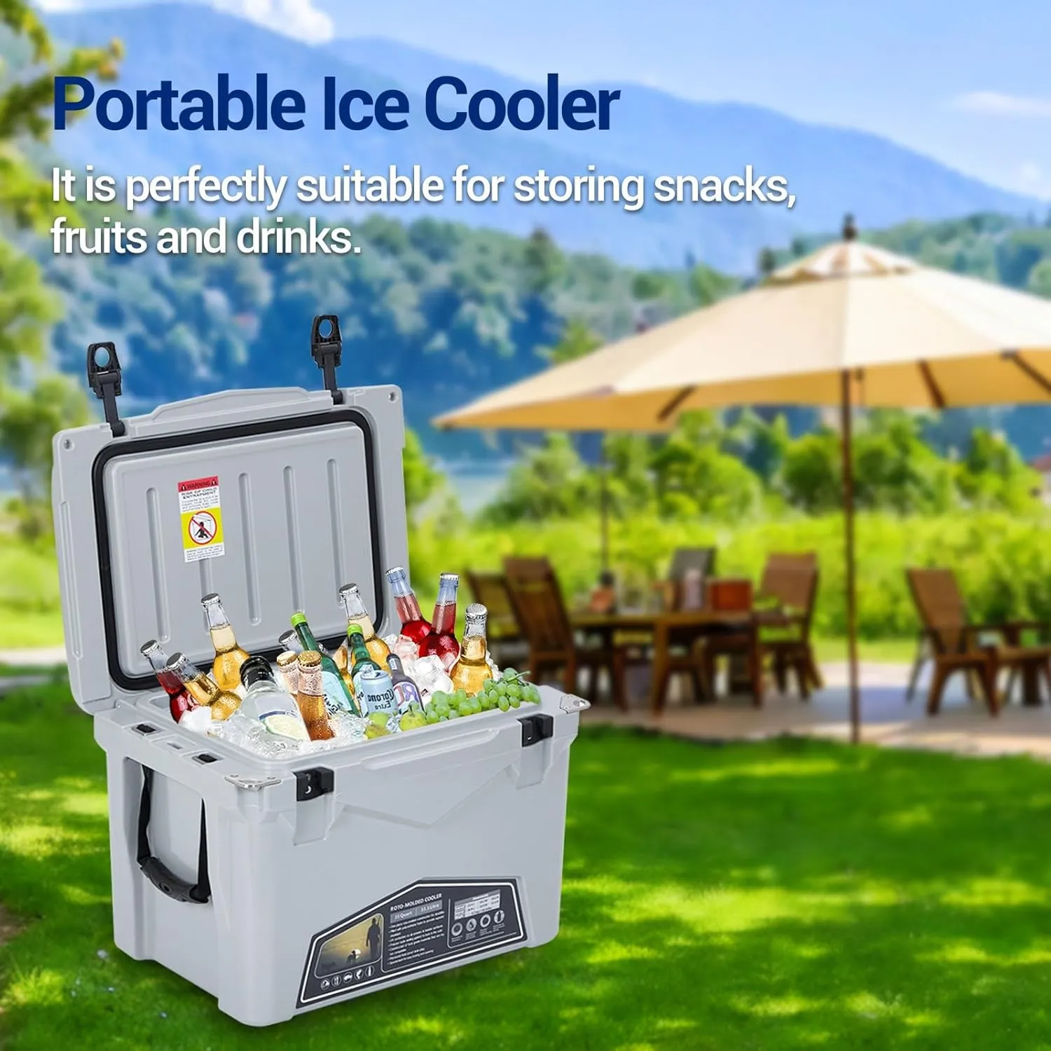 20/35 Quart Hard Camping Cooler Portable Insulated Ice Chest Cooler Box with Heavy Duty Handle 5-Day Ice Retention Great for Beach, Drink, Beverage, Camping, Picnic, Fishing, Boat, Barbecue