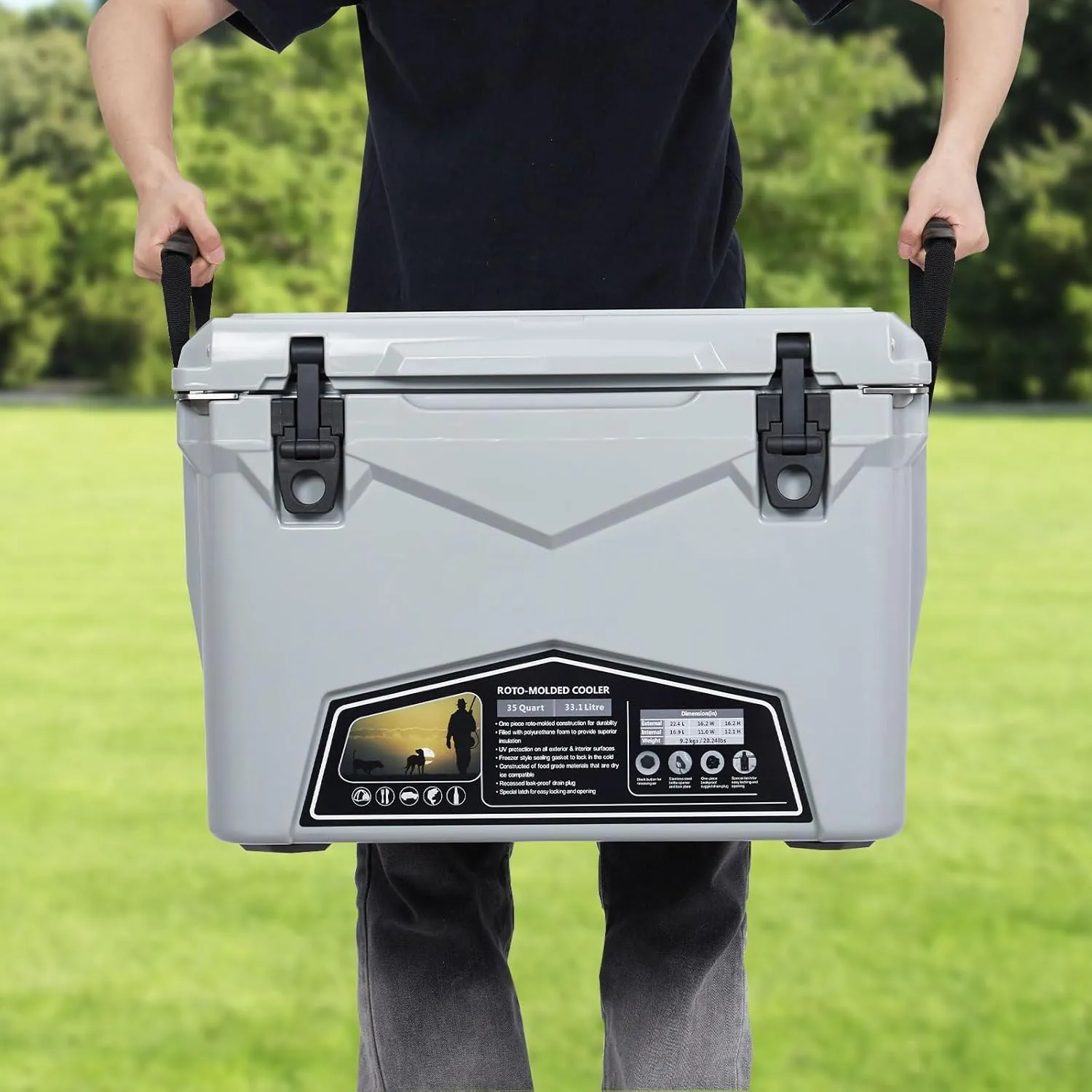 20/35 Quart Hard Camping Cooler Portable Insulated Ice Chest Cooler Box with Heavy Duty Handle 5-Day Ice Retention Great for Beach, Drink, Beverage, Camping, Picnic, Fishing, Boat, Barbecue
