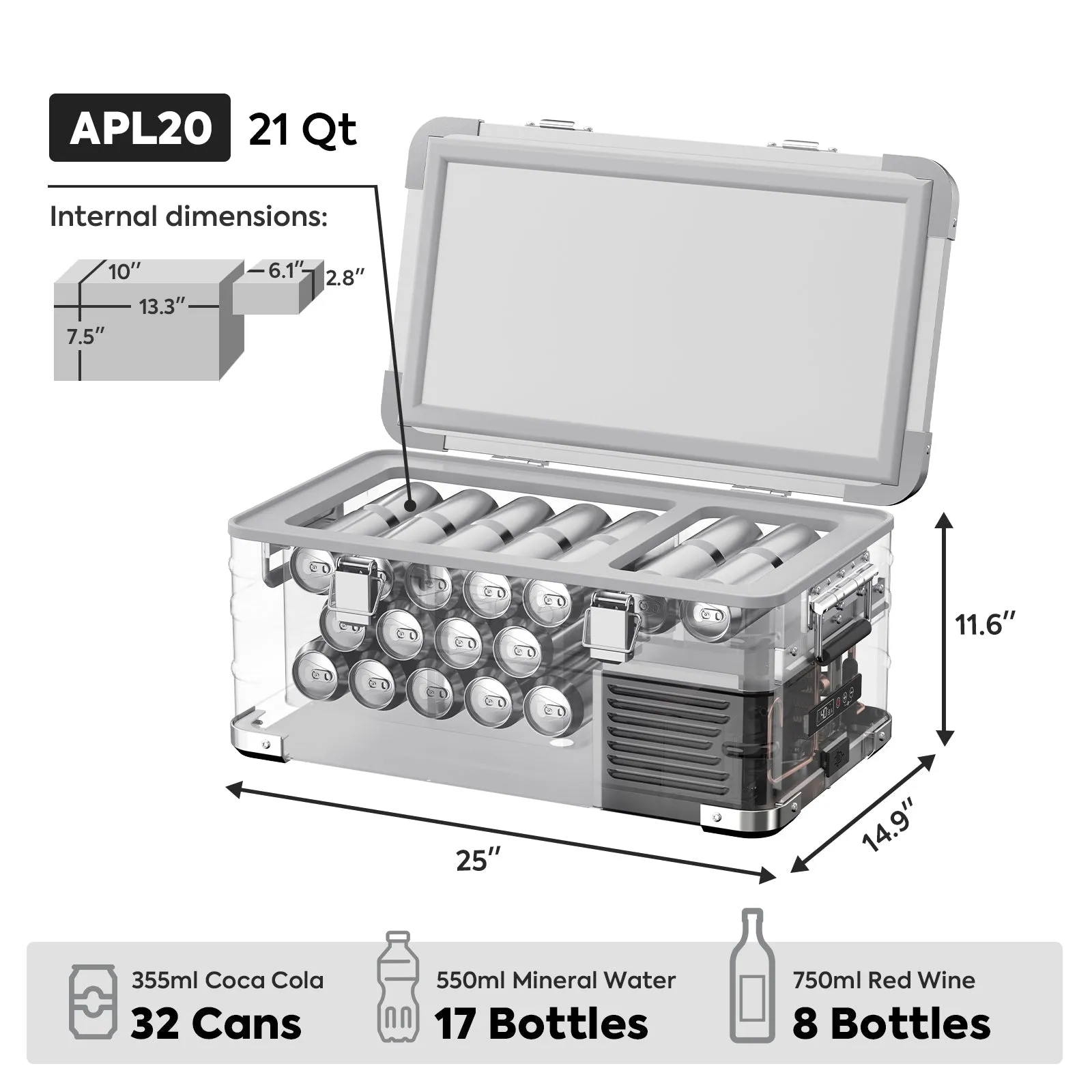 21QT APL20 Light Duty Single Zone Aluminum Freezer With Cover | ICECO