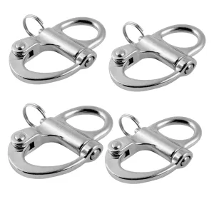 2/4 Pcs Marine 316 Stainless Steel Fixed Eye Snap Shackle, Quick Release Boat Anchor Chain Eye Jaw Swivel Stainless Snap Shackle Hook (4, 69mm)
