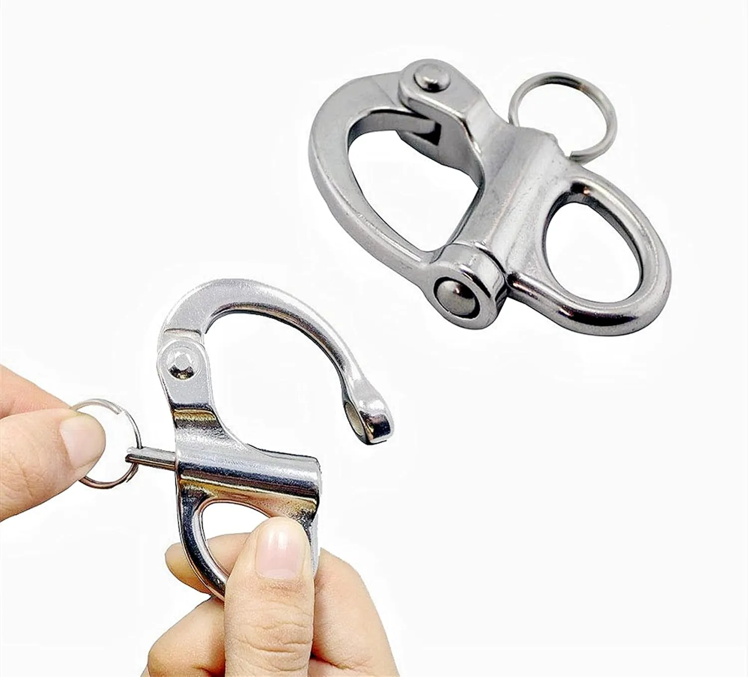 2/4 Pcs Marine 316 Stainless Steel Fixed Eye Snap Shackle, Quick Release Boat Anchor Chain Eye Jaw Swivel Stainless Snap Shackle Hook (4, 69mm)