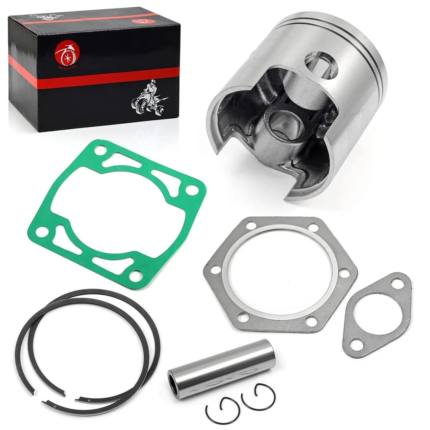 244cc Engine 0.5mm Oversize Top End Piston & Ring & Gasket Rebuild Kit Compatible with EZGO 2 Cycle Gas Golf Cart 1980-1988 EC25 2PG