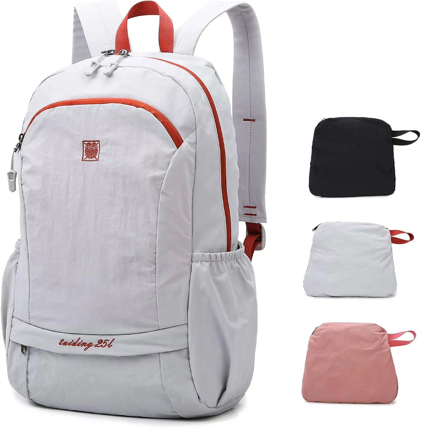 25L Foldable Hiking Backpack for Men Women, Gym Backpack with Wet Pocket, Small Packable Collapsible Daypack, White