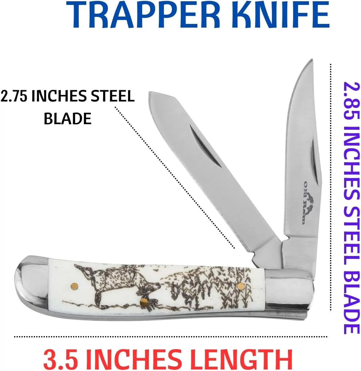 2PC Traditional Classic Style Folding-Knife Holiday Gift-Set Hunting-Camping- Whittling-EDC and Outdoors (White Bone)