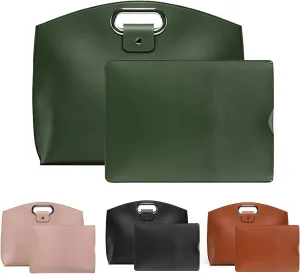 2PCS 14" Laptop Bag for Men and Women, Waterproof Leather 14/13.3In for Laptops and iPad Cases, Work Tote Bag Briefcase