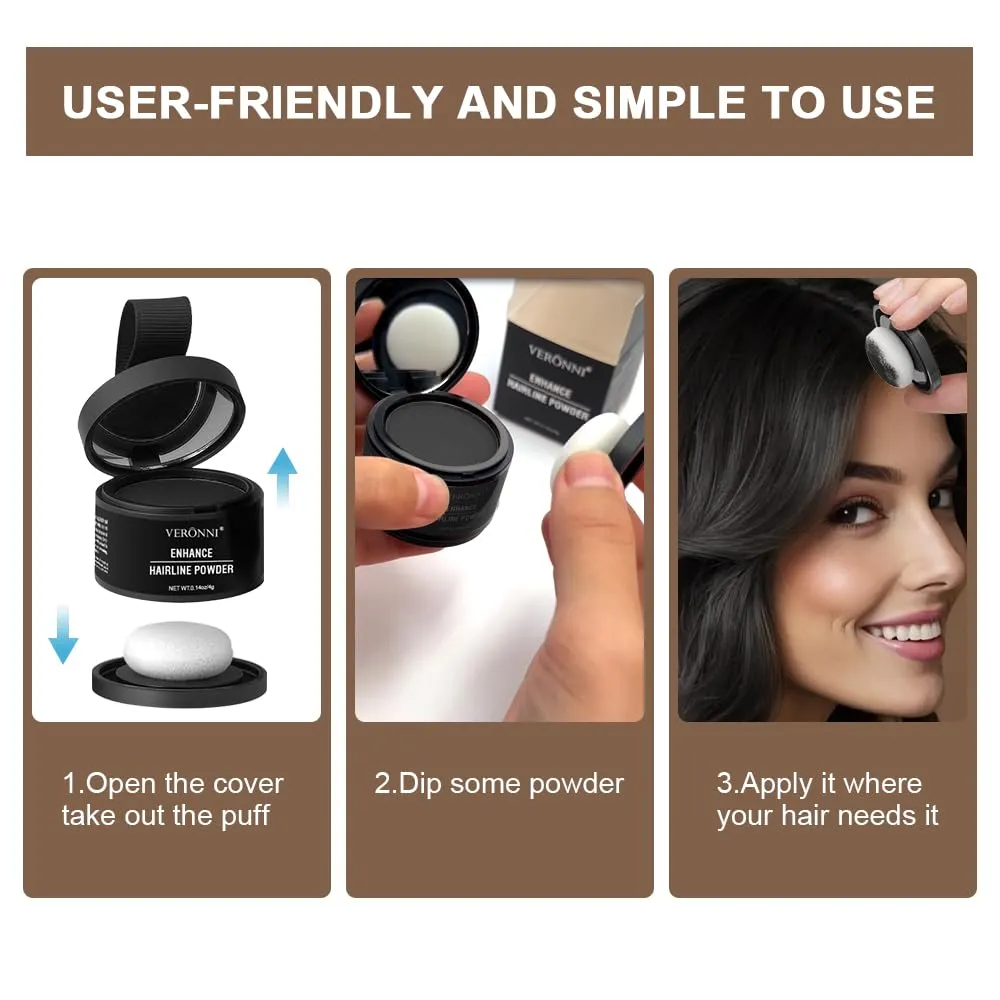 2Pcs Hairline Powder with Brush Hair Shadow Root Touch Up Powder Set for Thinning Hair Gray Hair Coverage Hairline Concealer for Women (#11-Light Brown)