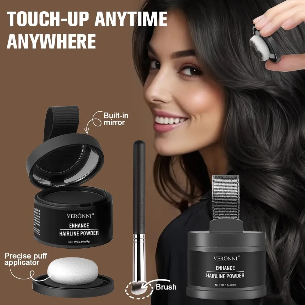 2Pcs Hairline Powder with Brush Hair Shadow Root Touch Up Powder Set for Thinning Hair Gray Hair Coverage Hairline Concealer for Women (#11-Light Brown)