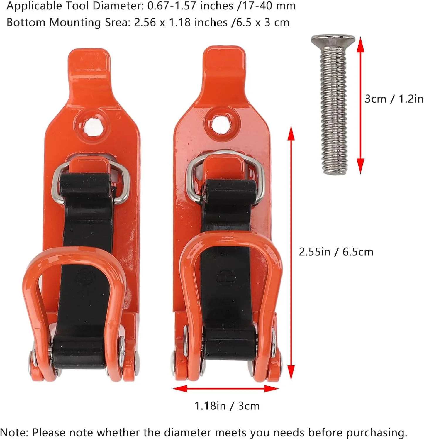 2pcs Shovel Mount for Roof Rack, Metal Rubber Clamp Roof Rack Shovel Mount Kit for Car Truck Boats (Orange)