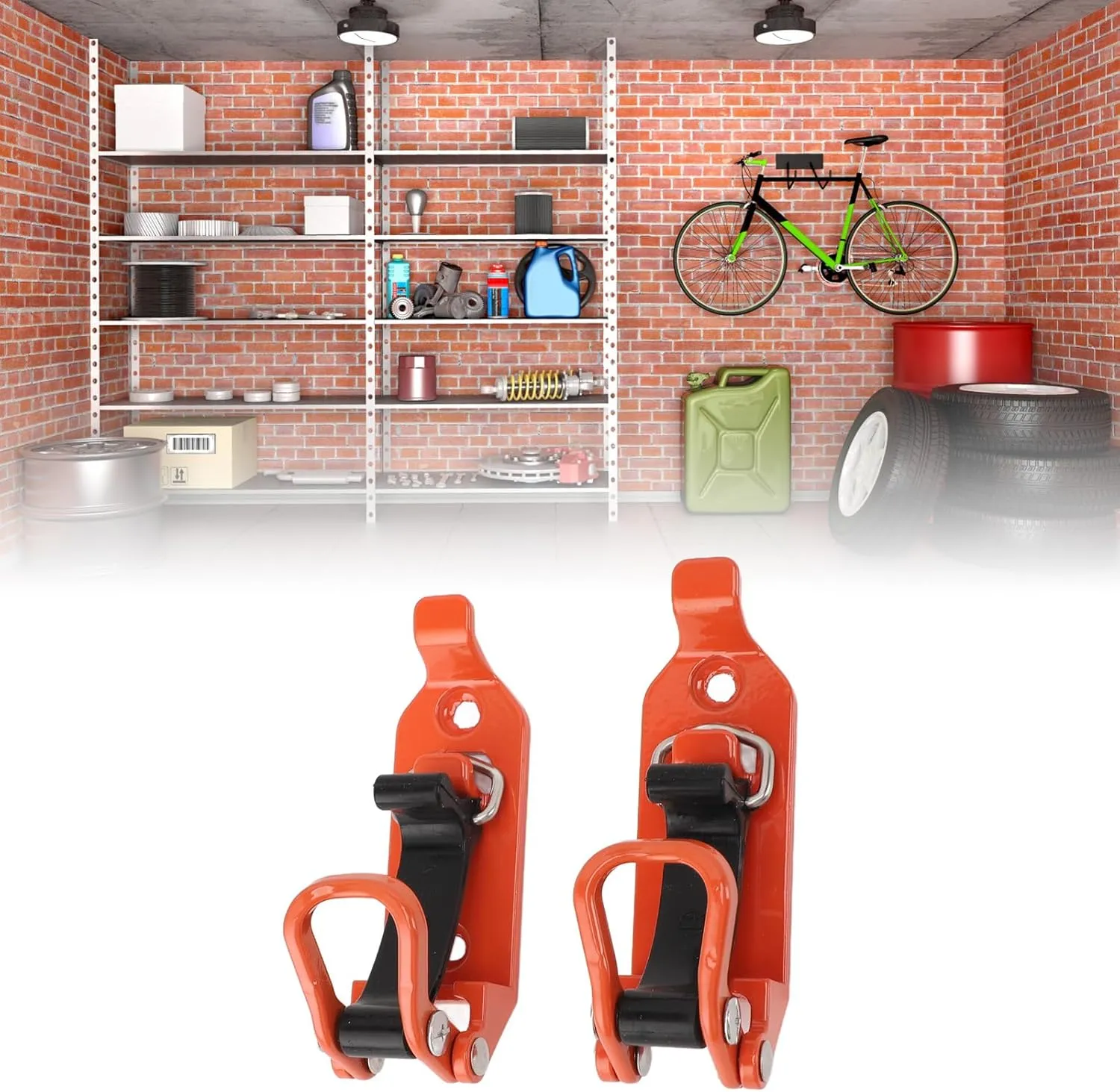 2pcs Shovel Mount for Roof Rack, Metal Rubber Clamp Roof Rack Shovel Mount Kit for Car Truck Boats (Orange)