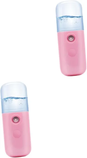 2pcs USB Charging Nano Mist Facial Steamer Handheld Spray Device for Hydration Skincare Portable Non- Grip